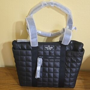 Kate Spade Black Quilted Tote with Structured Design